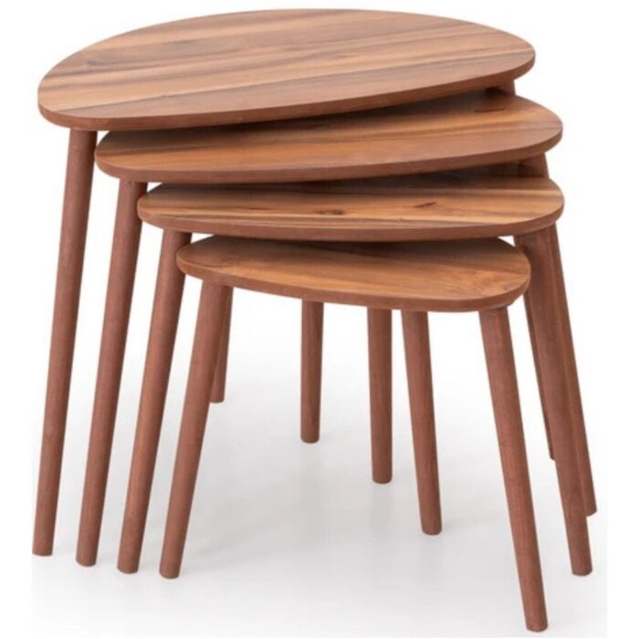 4-Piece MDF Wooden Nesting Table Walnut