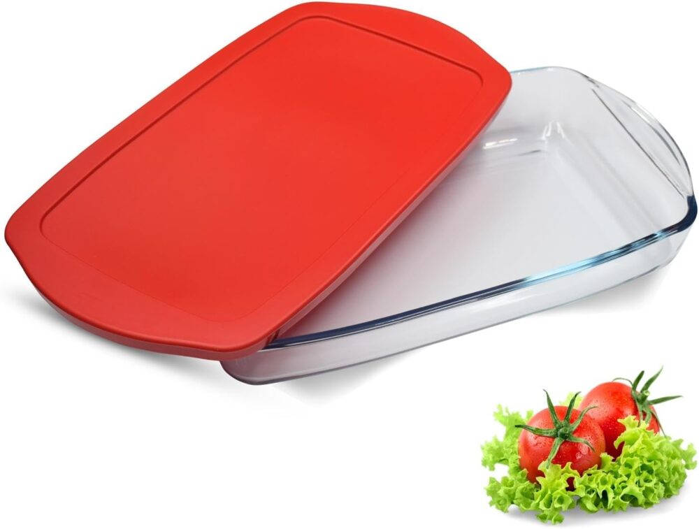Large Glass Baking Dish with Lid 10x16 Inch - Image 2
