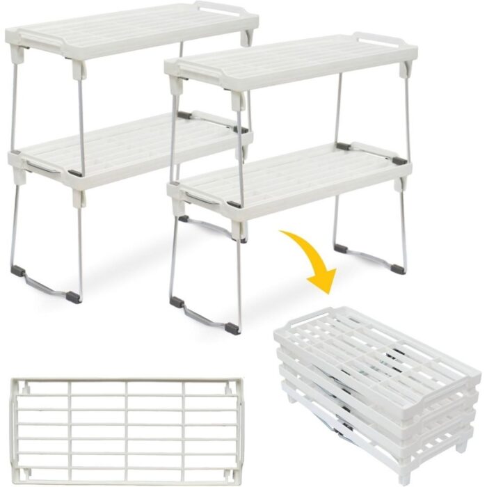 Plastic Kitchen Cabinet Shelf Organizer - Pack of 4