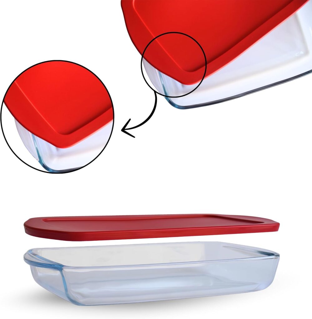Large Glass Baking Dish with Lid 10x16 Inch - Image 3