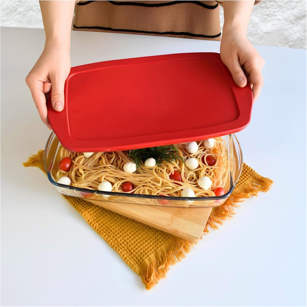 Large Glass Baking Dish with Lid 10x16 Inch